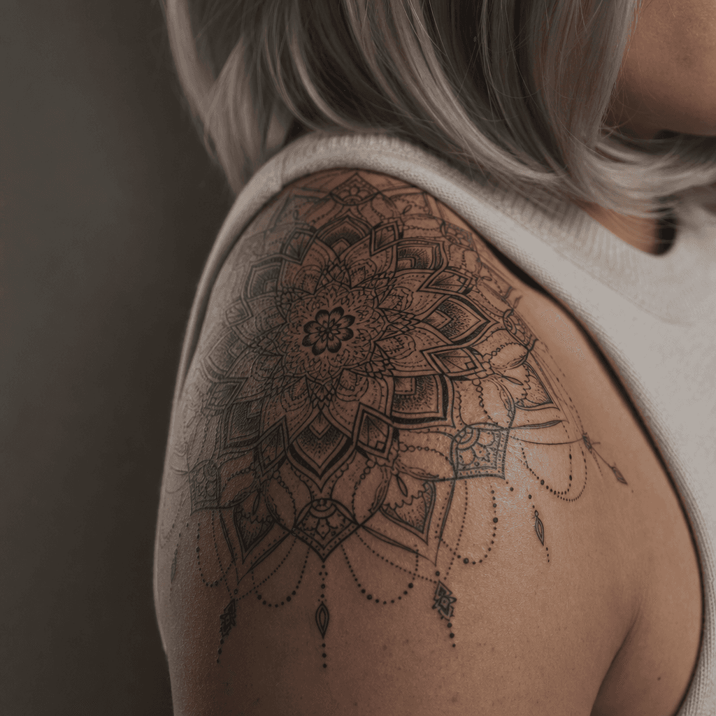 idée tatouage cover mandala ornemental couvrant