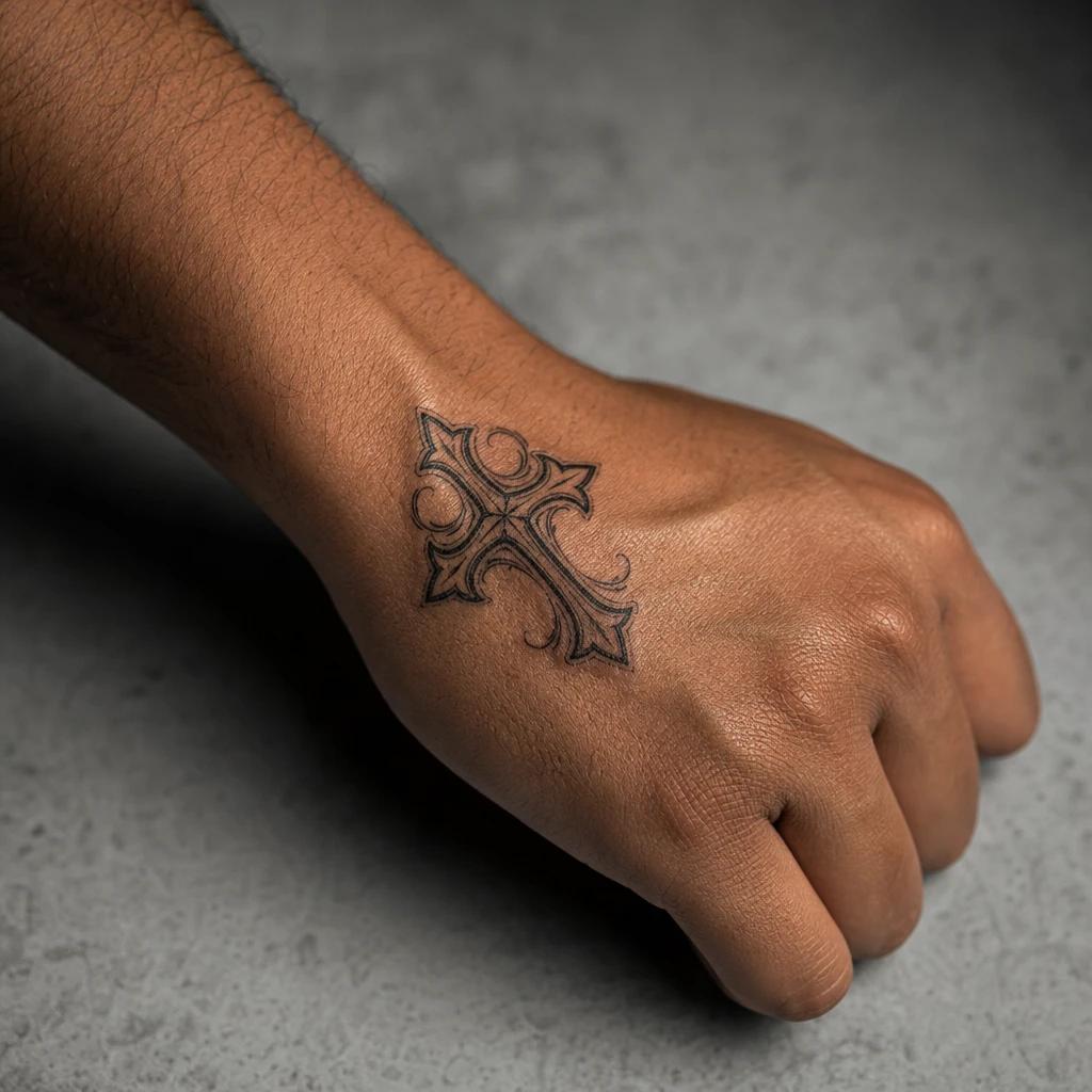 idée tatouage croix croix chicano fine, photo réaliste sur peau
