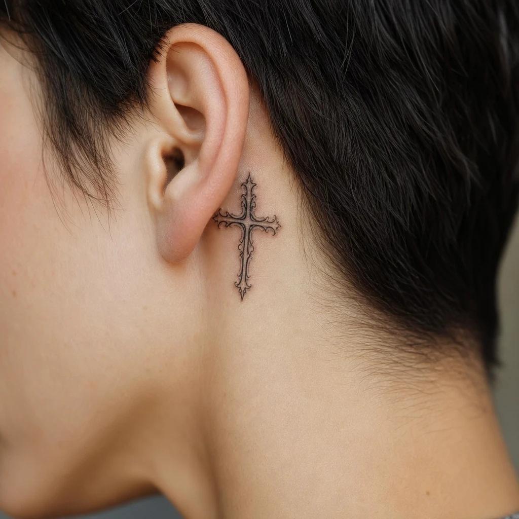 idée tatouage croix croix chicano fine, photo réaliste sur peau
