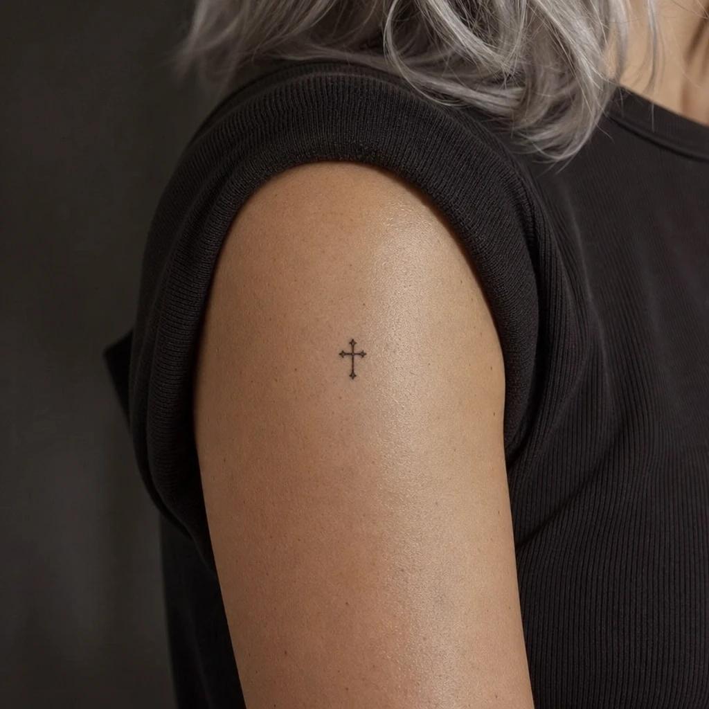 idée tatouage croix petite croix poignet, photo réaliste sur peau