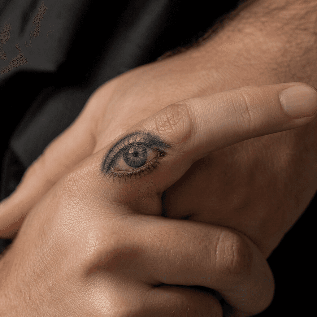 idée tatouage doigt œil micro-réaliste