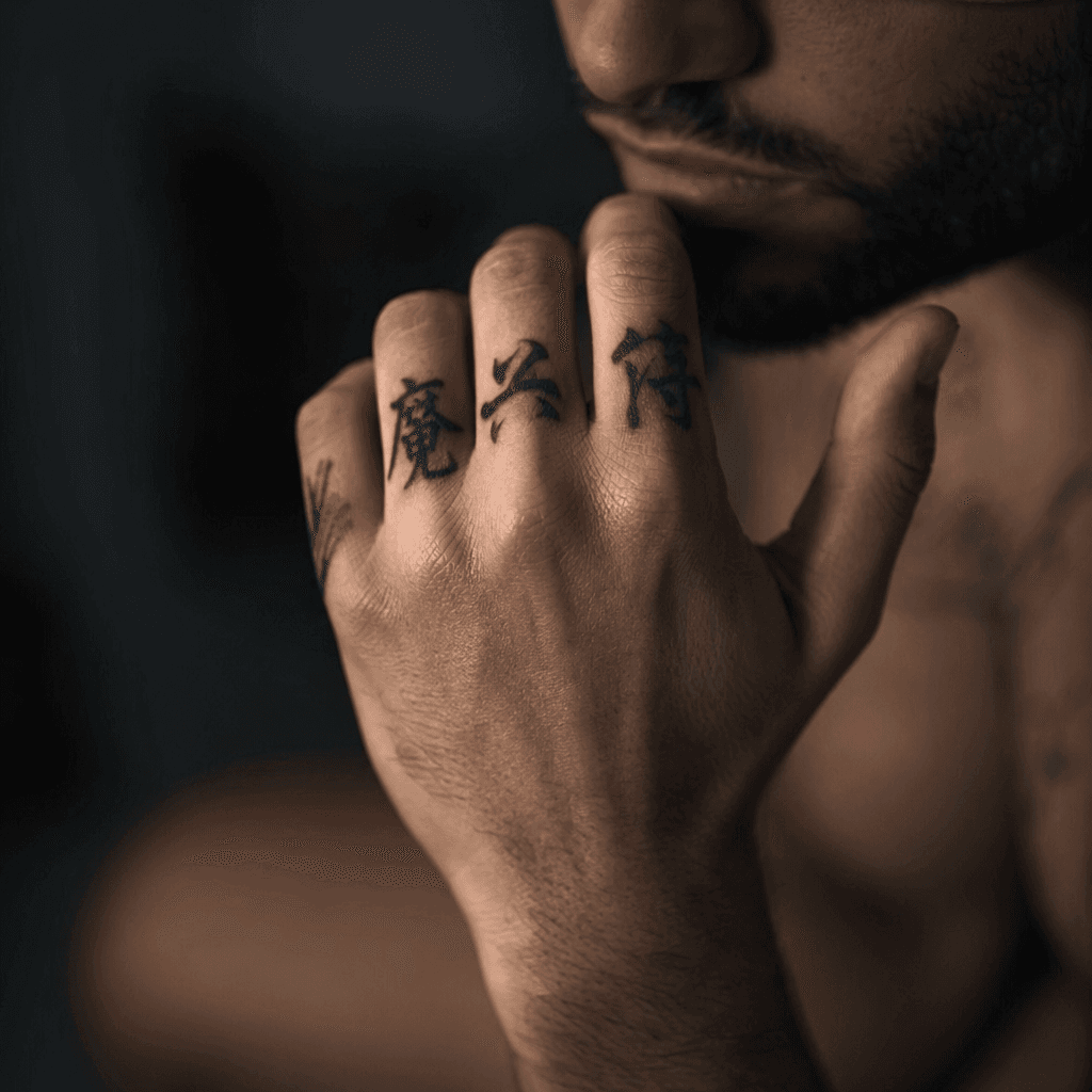 idée tatouage doigt kanji japonais