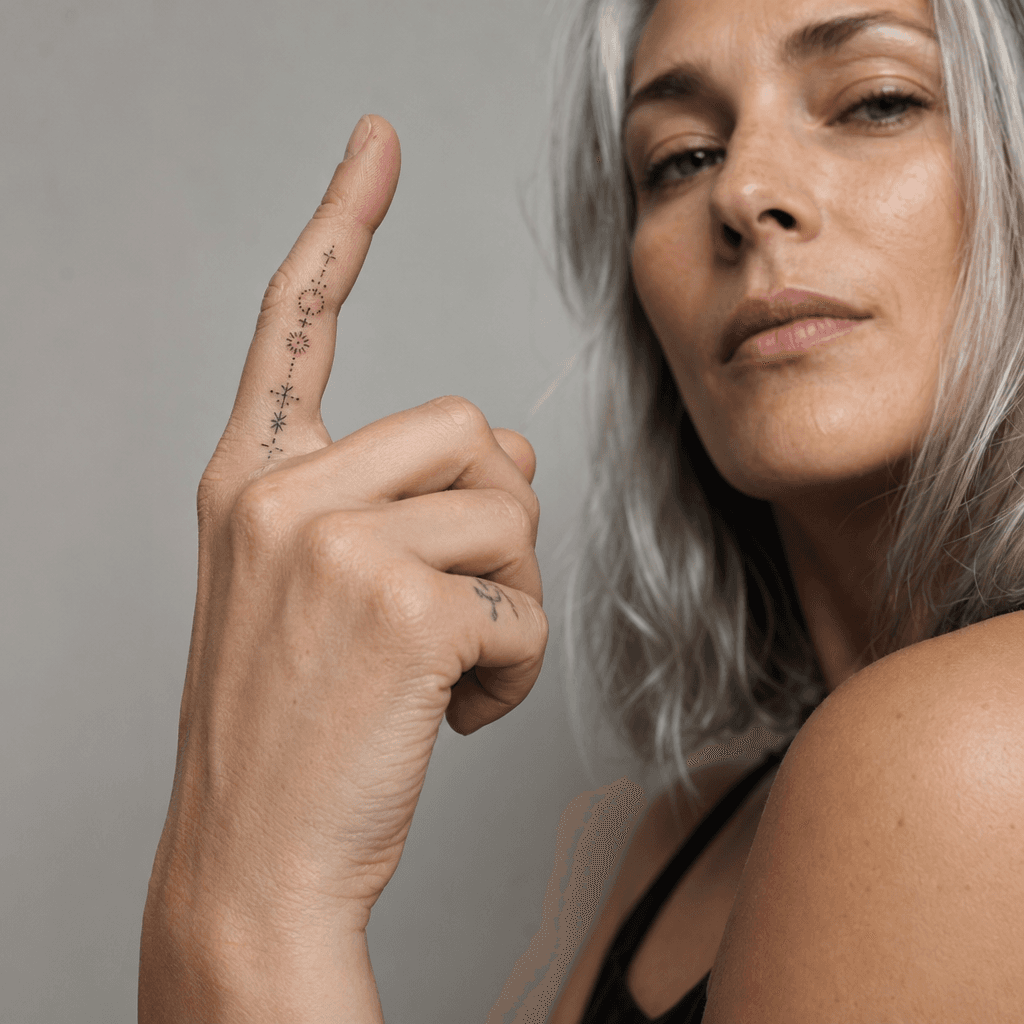 idée tatouage doigt patchwork micro-symboles