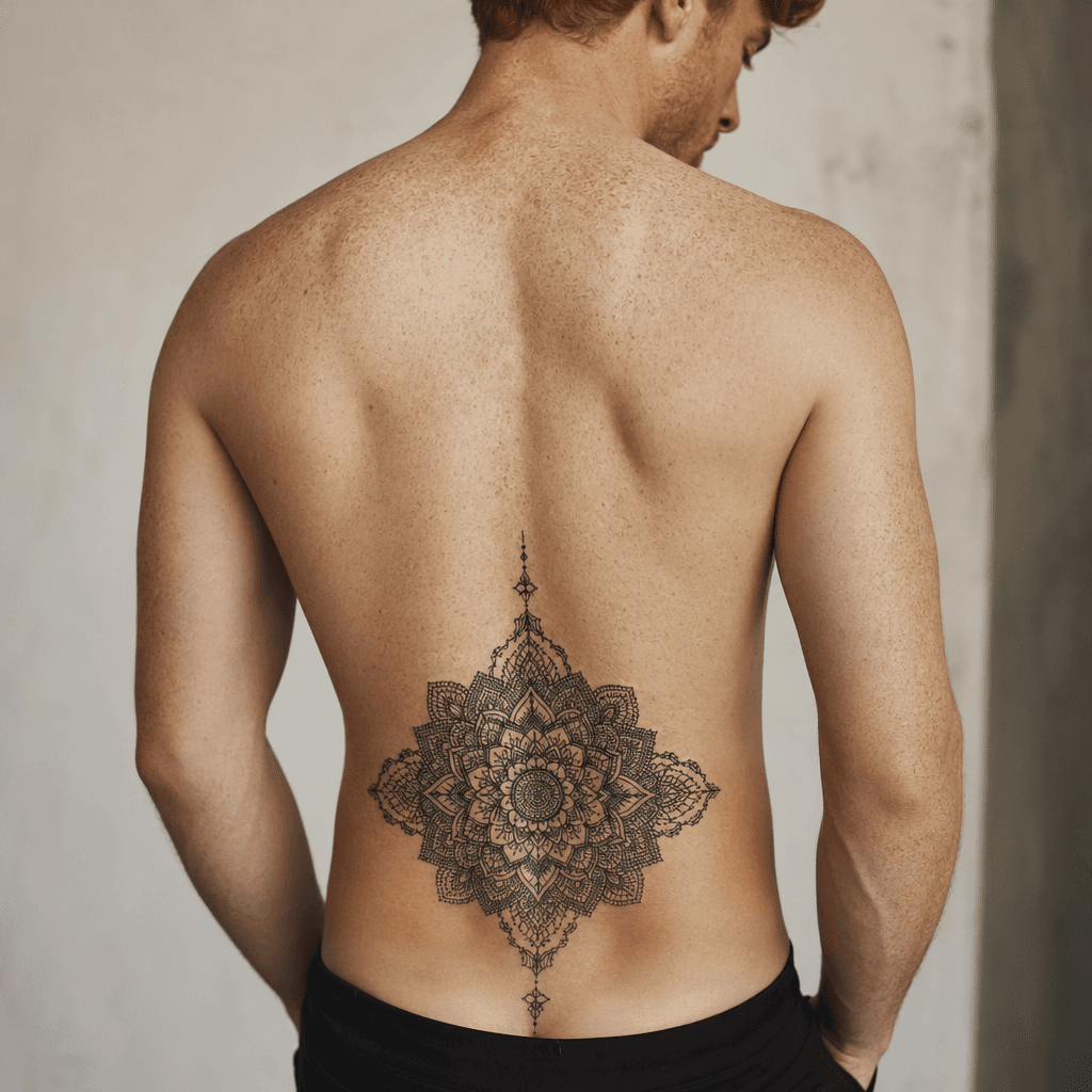 idée tatouage dos mandala lace ornemental