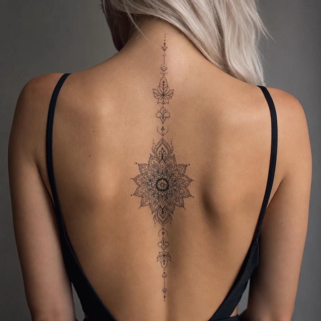 idée tatouage dos femme mandala dorsal central