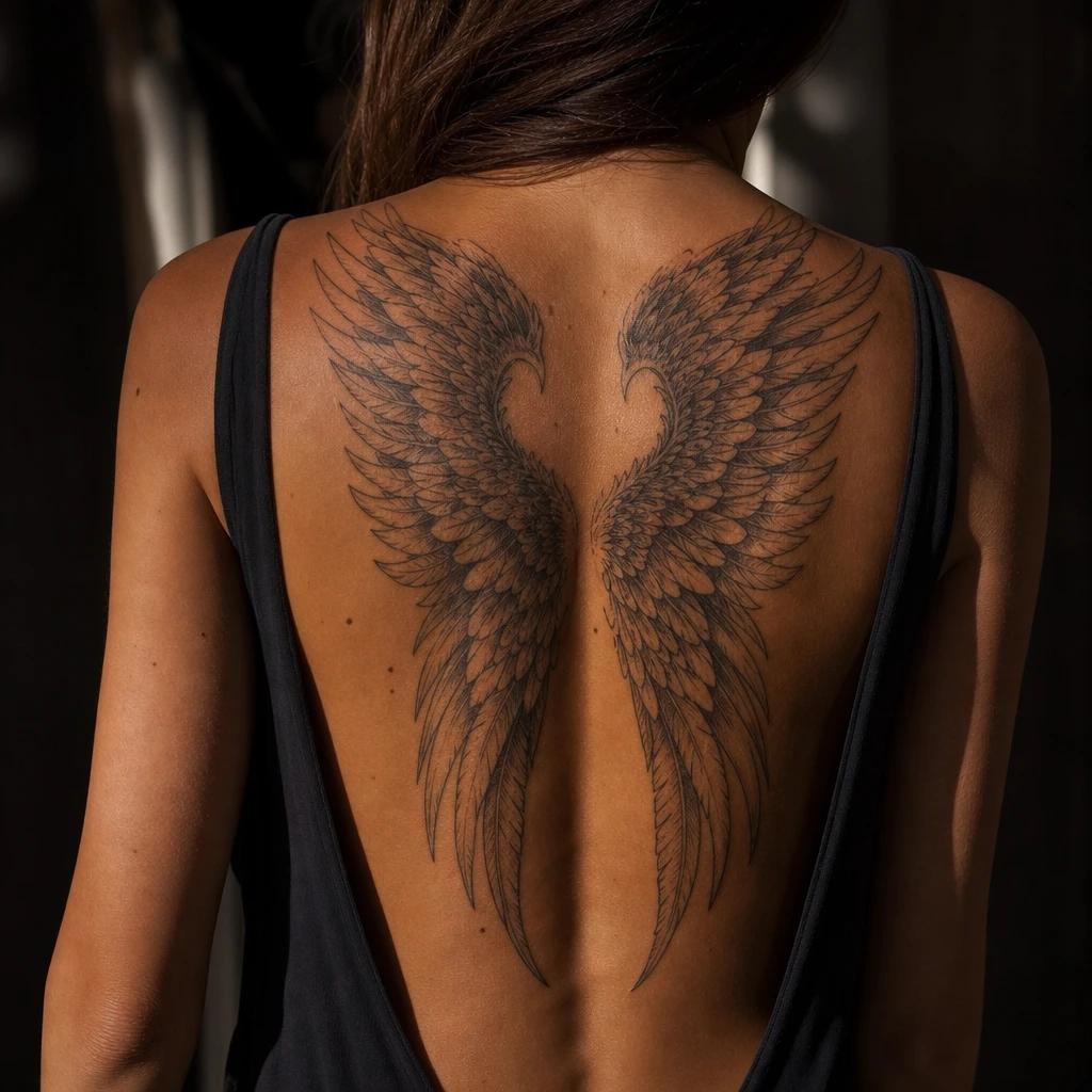 idée tatouage dos femme ailes d'ange omoplates