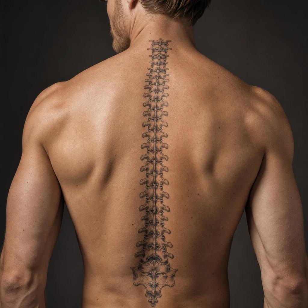 idée tatouage dos homme devise colonne vertébrale