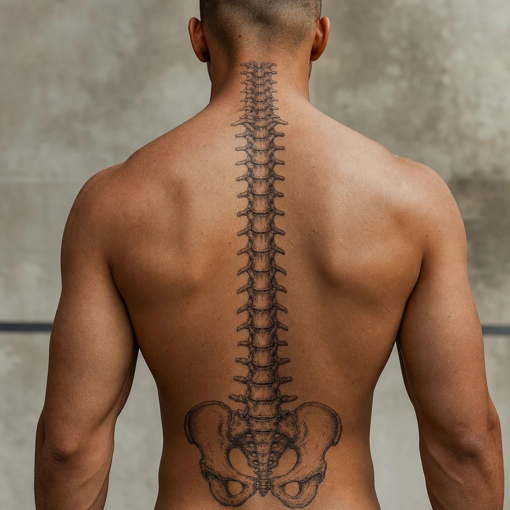 idée tatouage dos homme devise colonne vertébrale