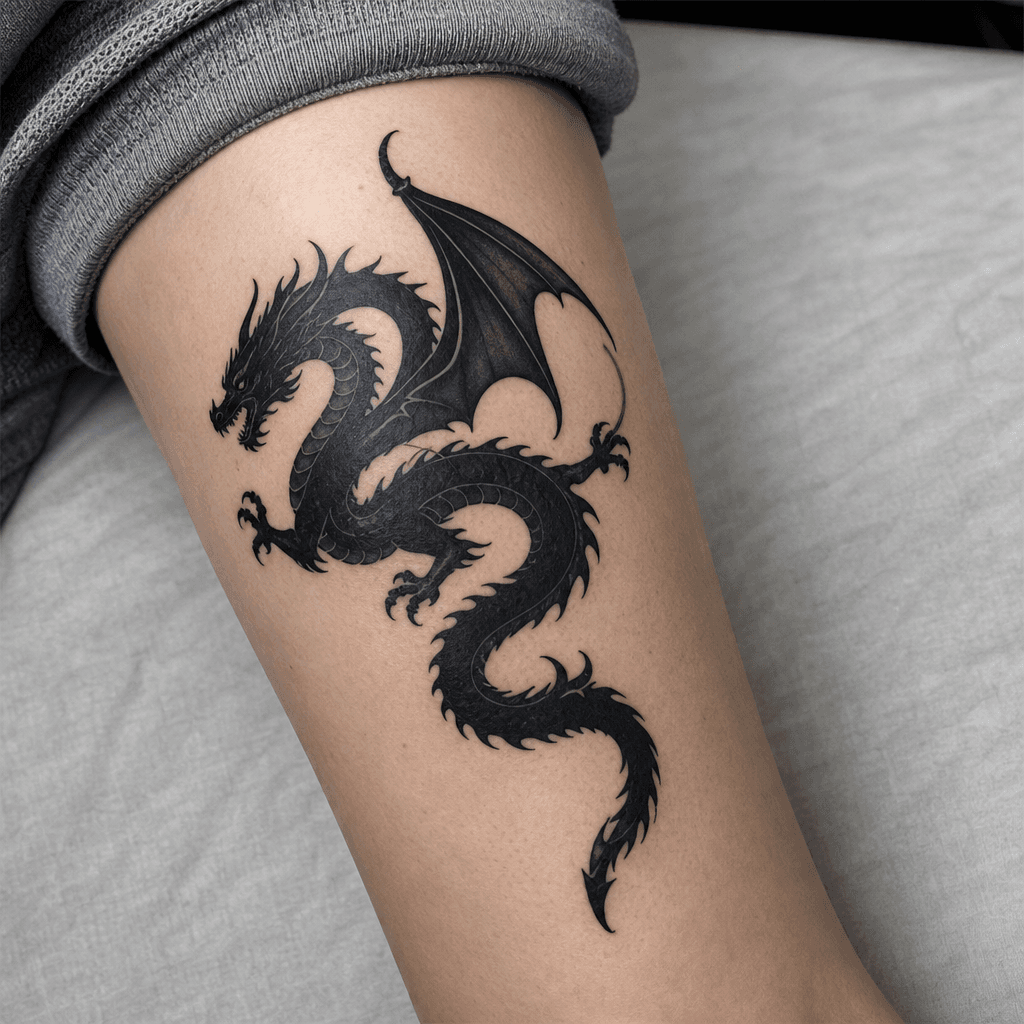 idée tatouage dragon dragon blackwork sombre