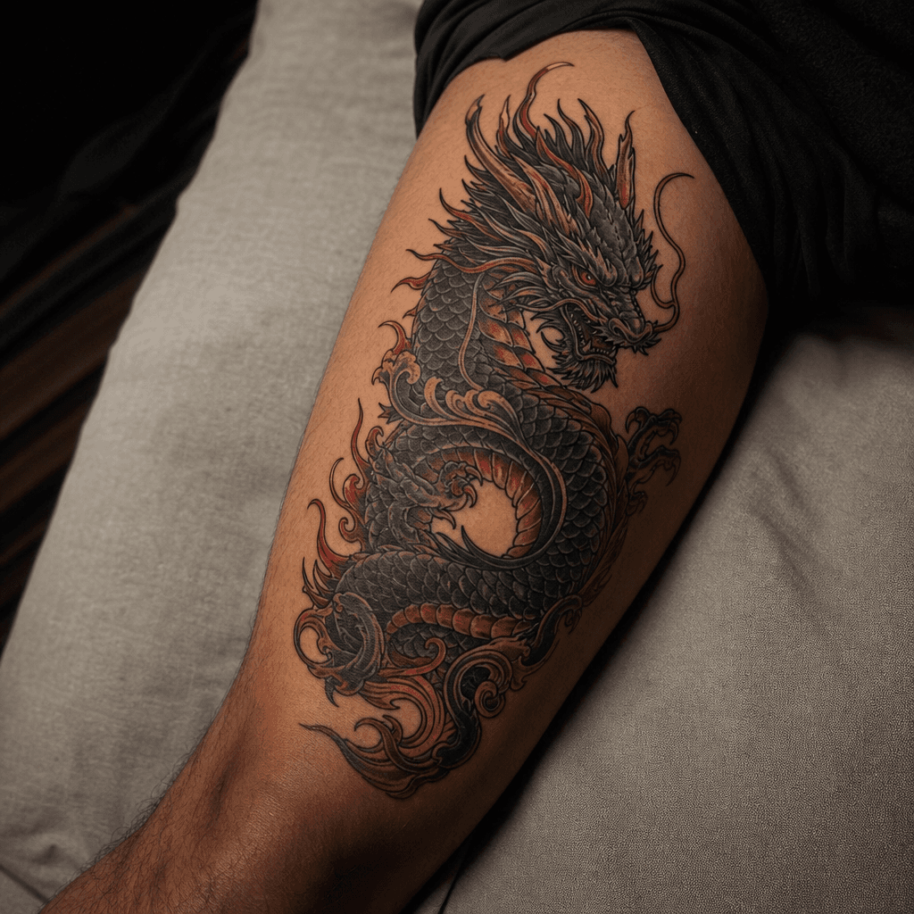 idée tatouage dragon dragon néo-traditionnel rich