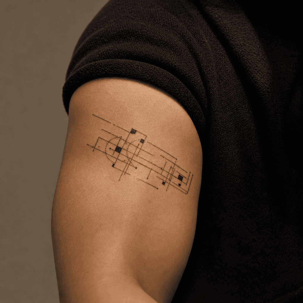 idée tatouage écriture typographie géométrique structurée