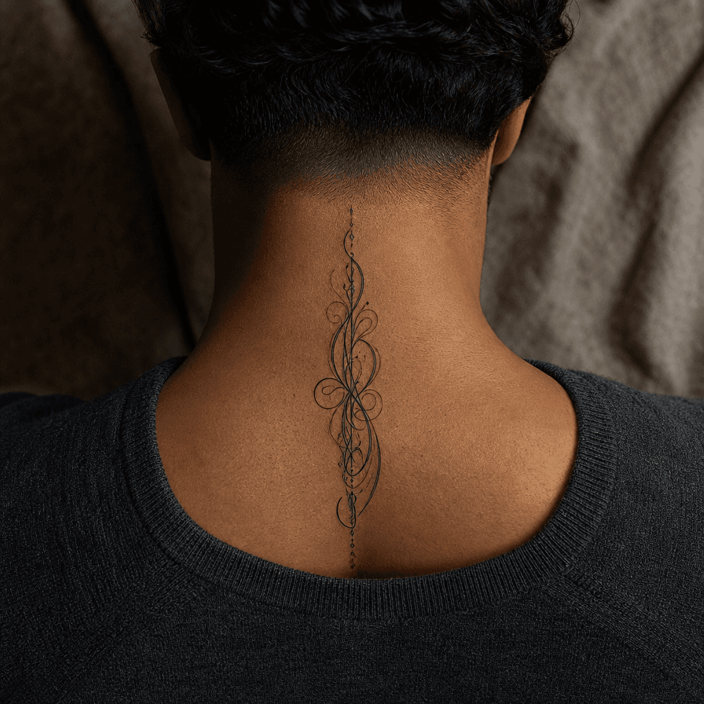 idée tatouage écriture calligraphie ornée à fioritures