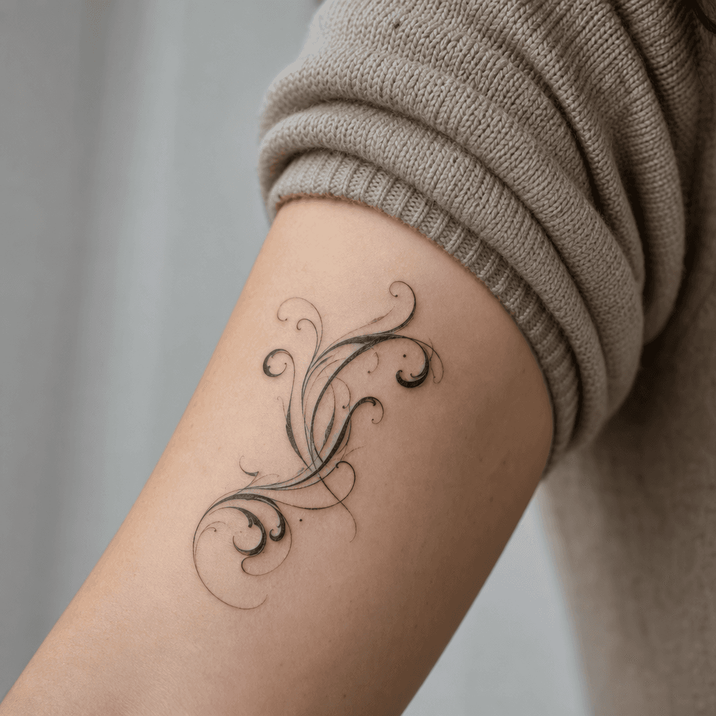 idée tatouage écriture calligraphie ornée à fioritures