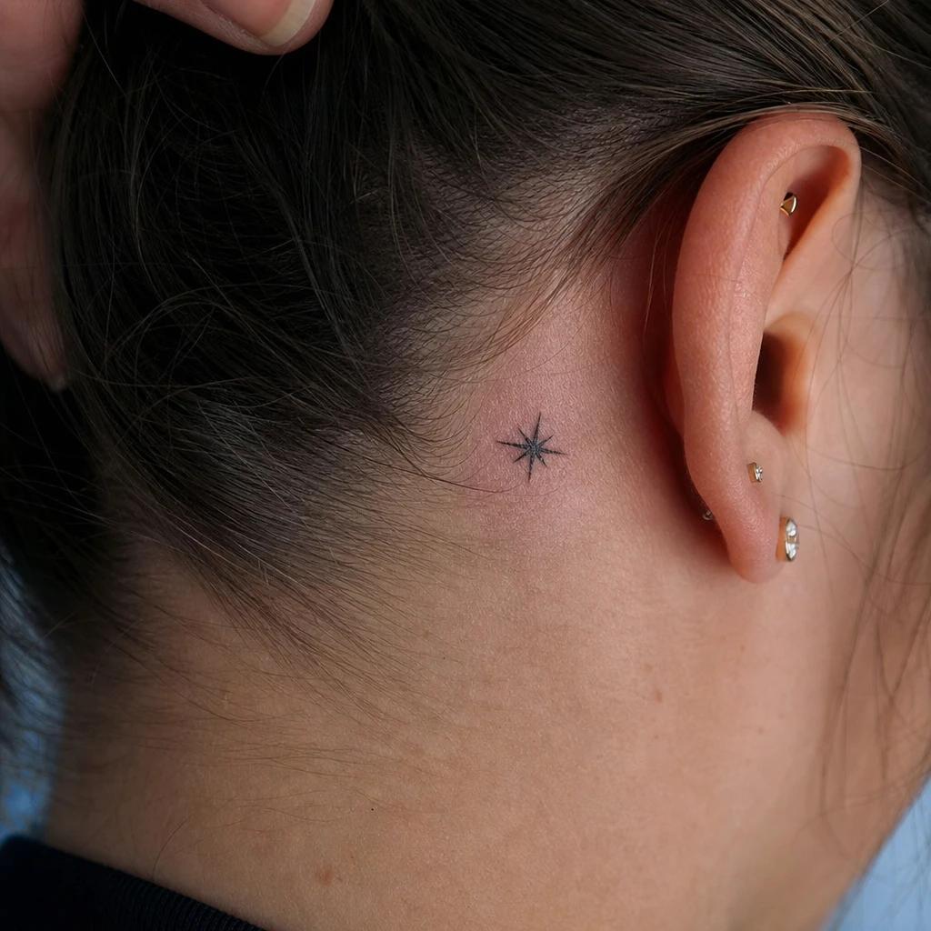 idée tatouage étoile étoile fine line minimaliste, photo réaliste sur peau