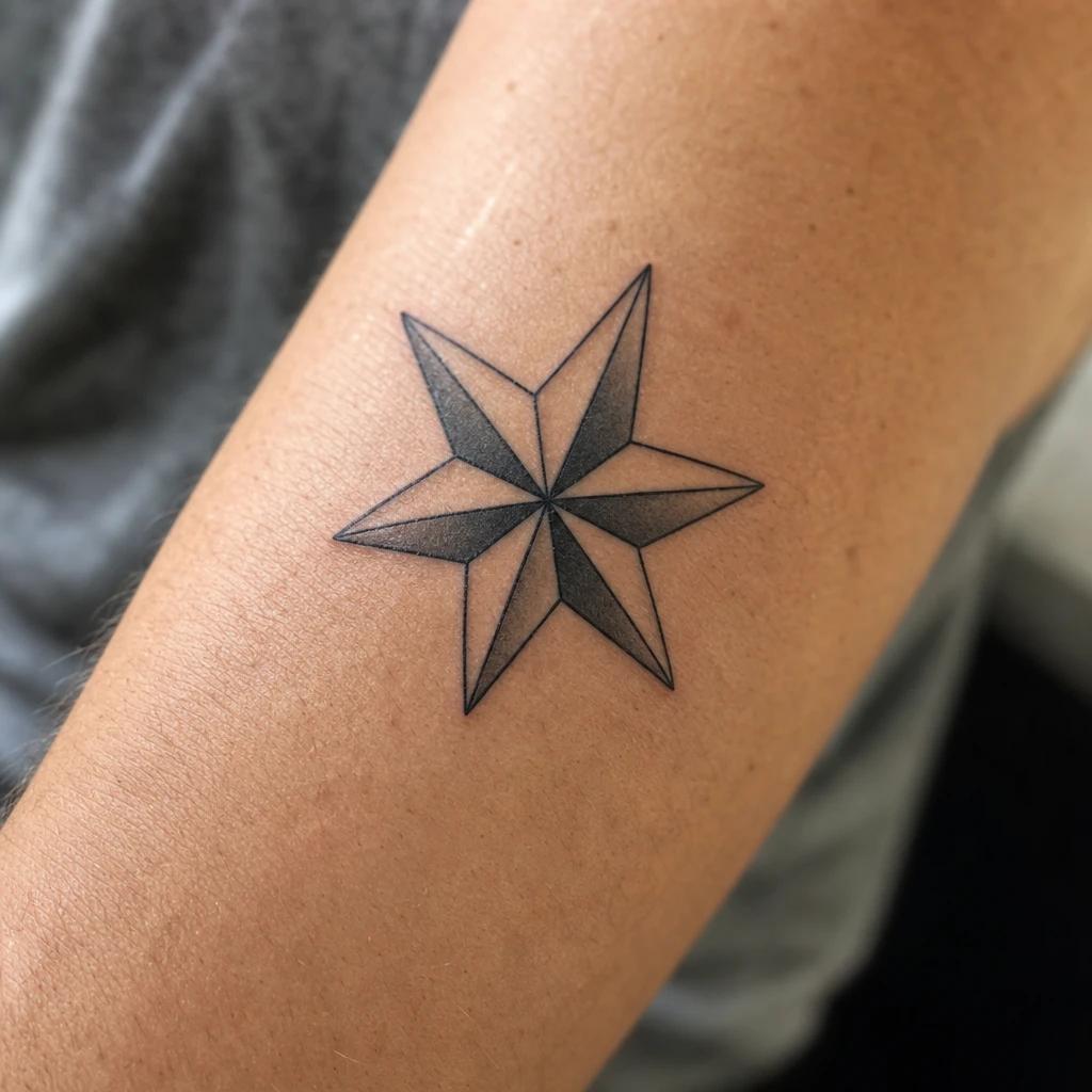 idée tatouage étoile étoile géométrique, photo réaliste sur peau