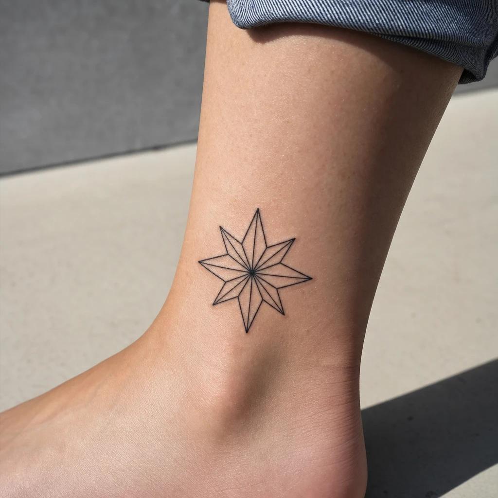 idée tatouage étoile étoile géométrique, photo réaliste sur peau