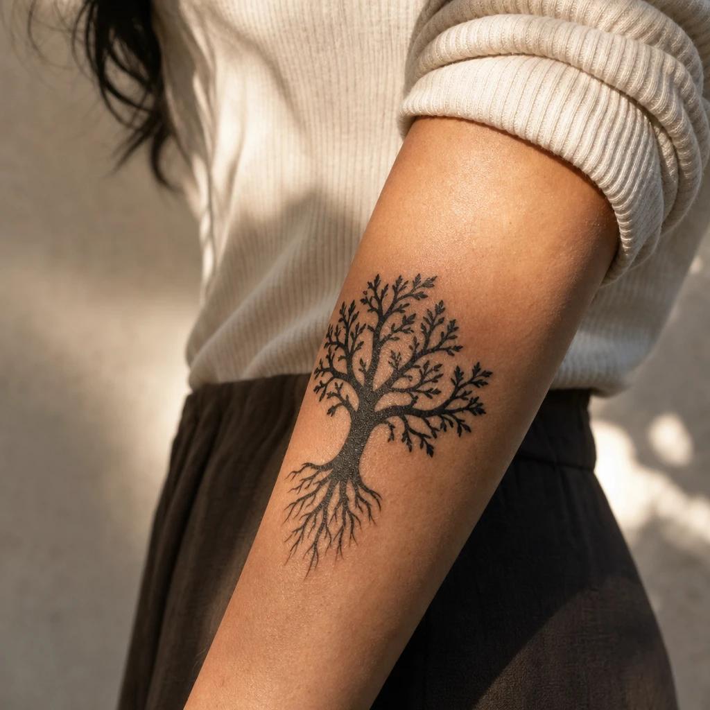 idée tatouage famille arbre généalogique blackwork