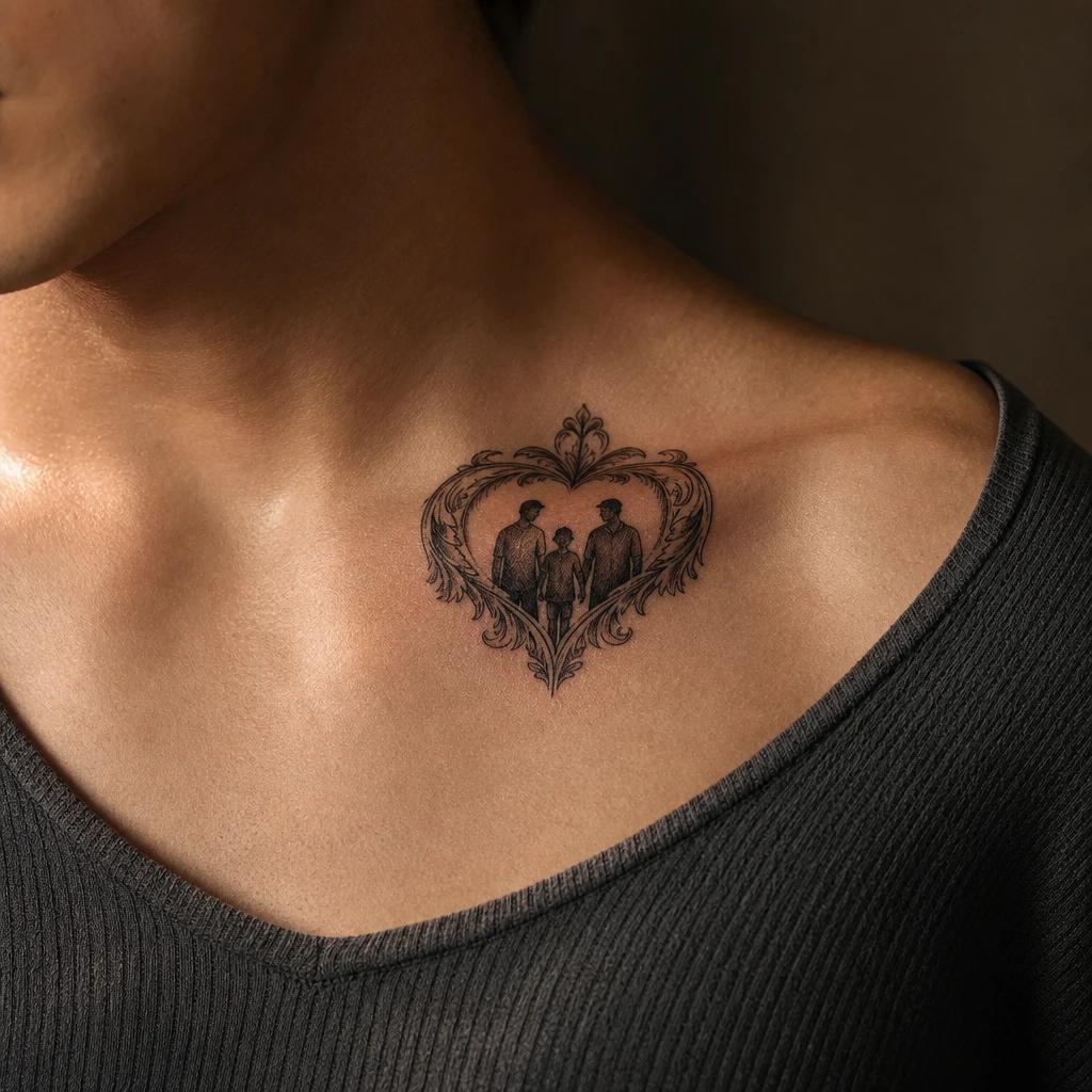 idée tatouage famille cœur ornemental 'famille'