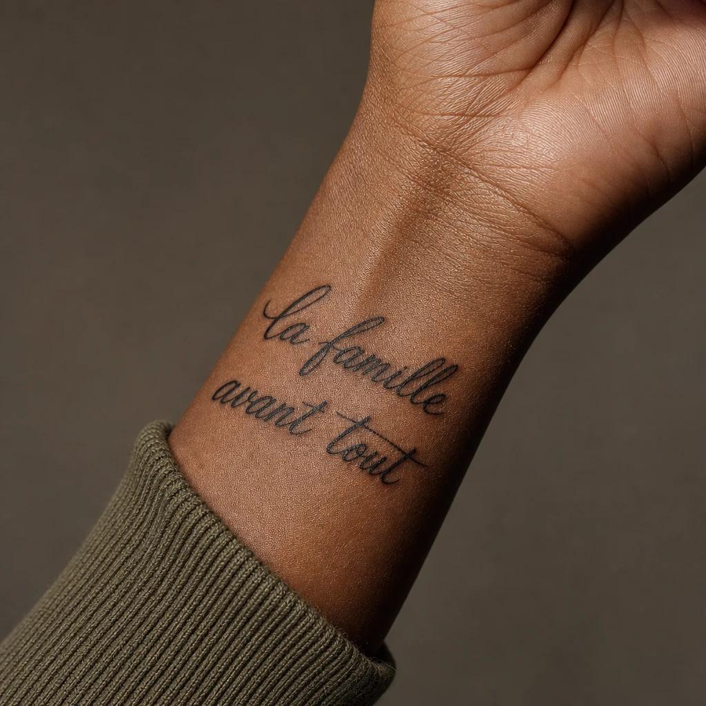 idée tatouage famille lettrage la famille avant tout