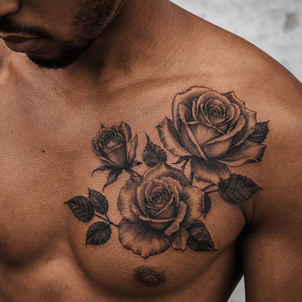 idée tatouage famille homme roses néo-traditionnelles enfants