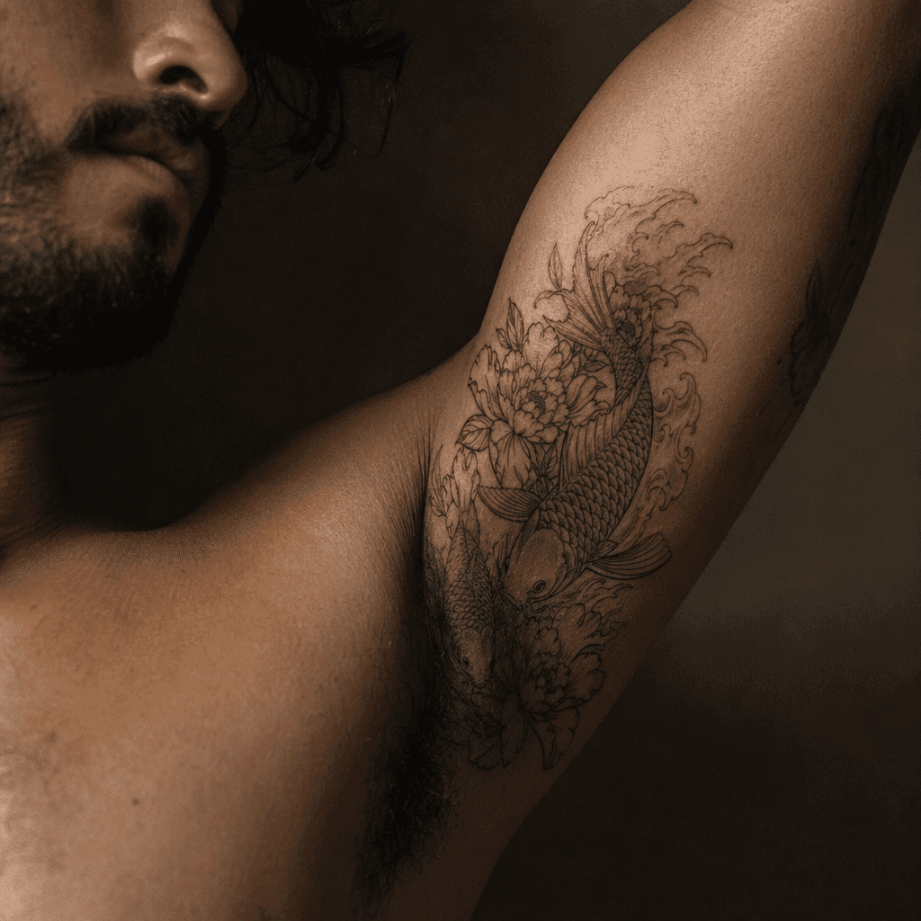idée tatouage famille homme carpe koï famille