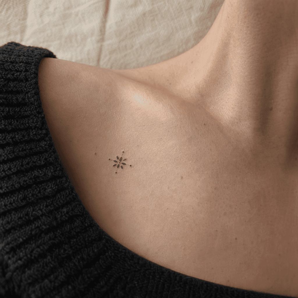 idée tatouage femme discret point blackwork minuscule