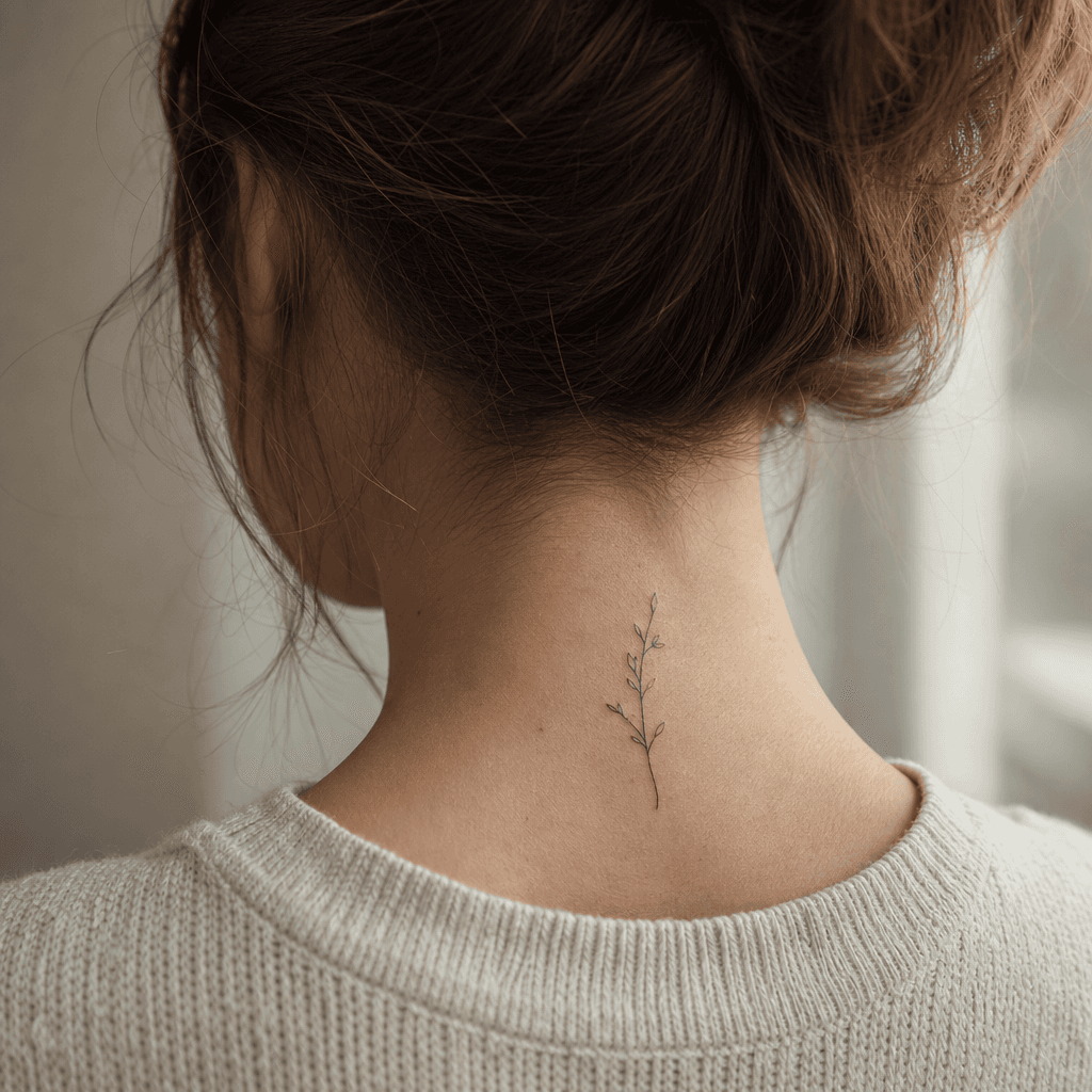 idée tatouage femme discret branche fine line discrète