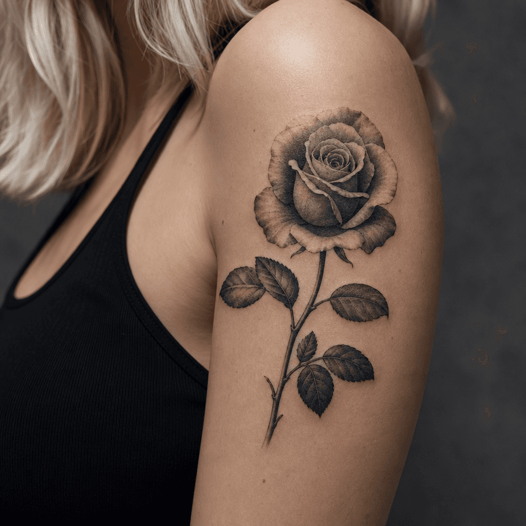 idée tatouage fleur rose realiste botanique