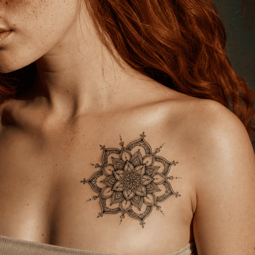 idée tatouage fleur mandala floral ornemental