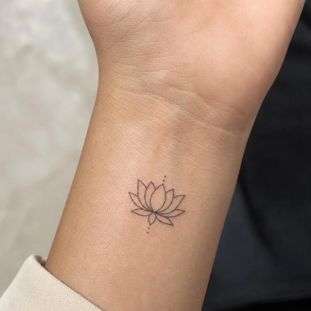 idée tatouage fleur de lotus lotus poignet délicat, photo réaliste sur peau