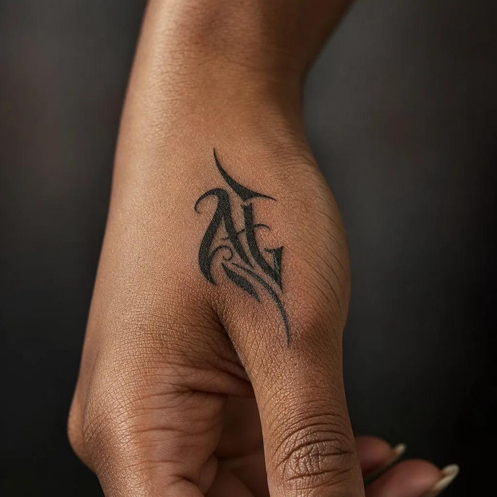 idée tatouage initiales famille initiales tribal