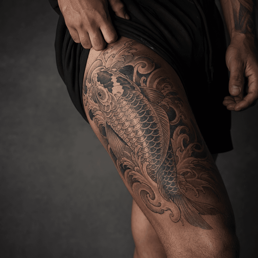 idée tatouage japonais manche koi irezumi