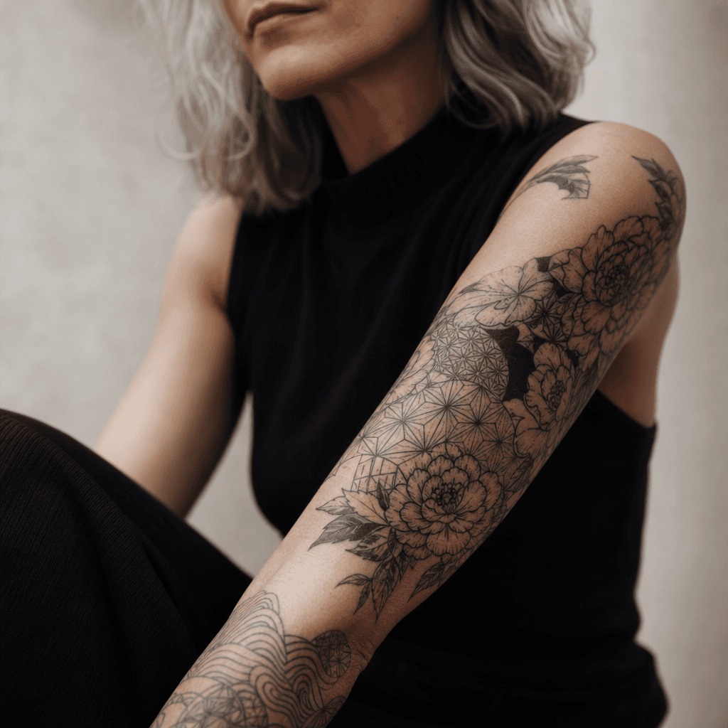 idée tatouage japonais patchwork japonais vintage