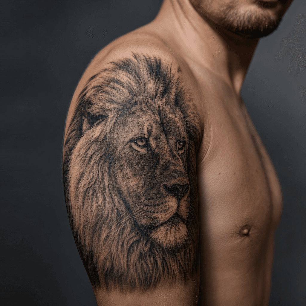 idée tatouage lion portrait lion realiste