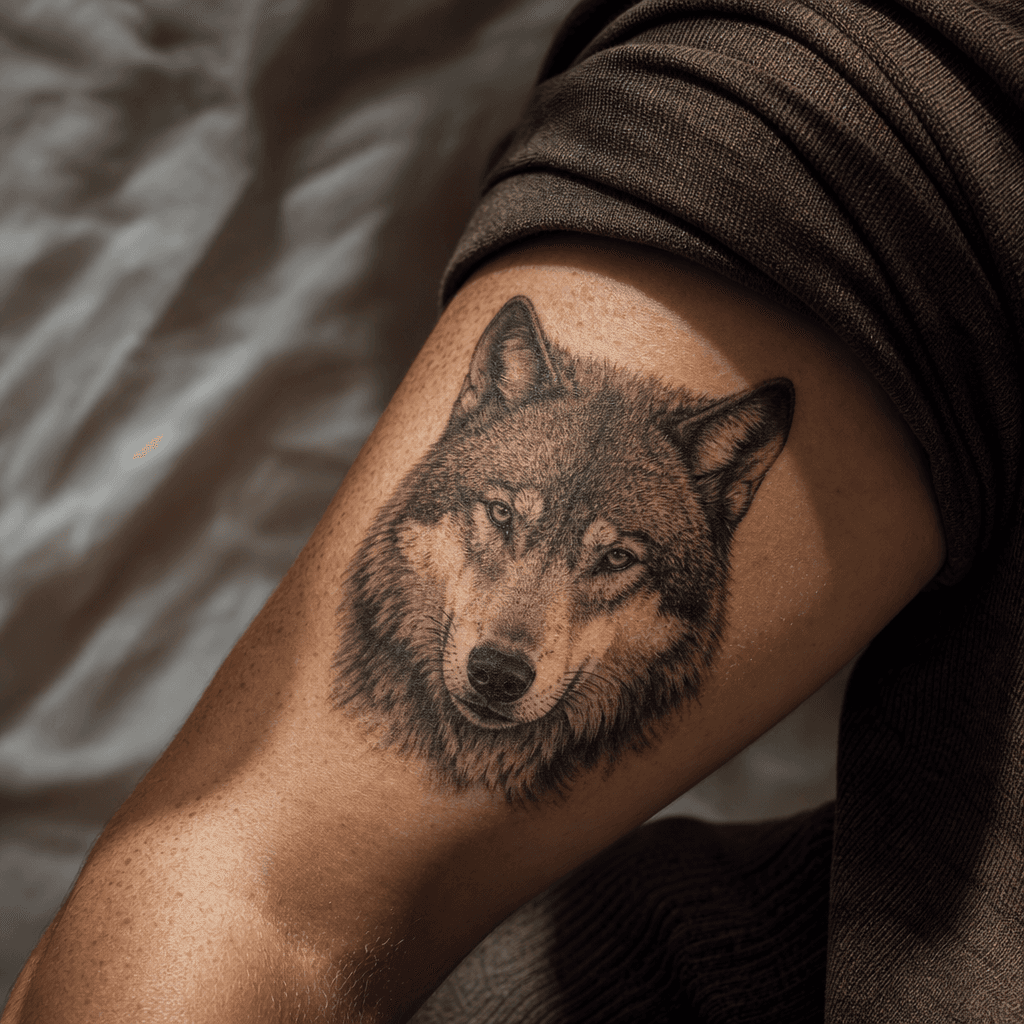 idée tatouage loup loup realiste portrait