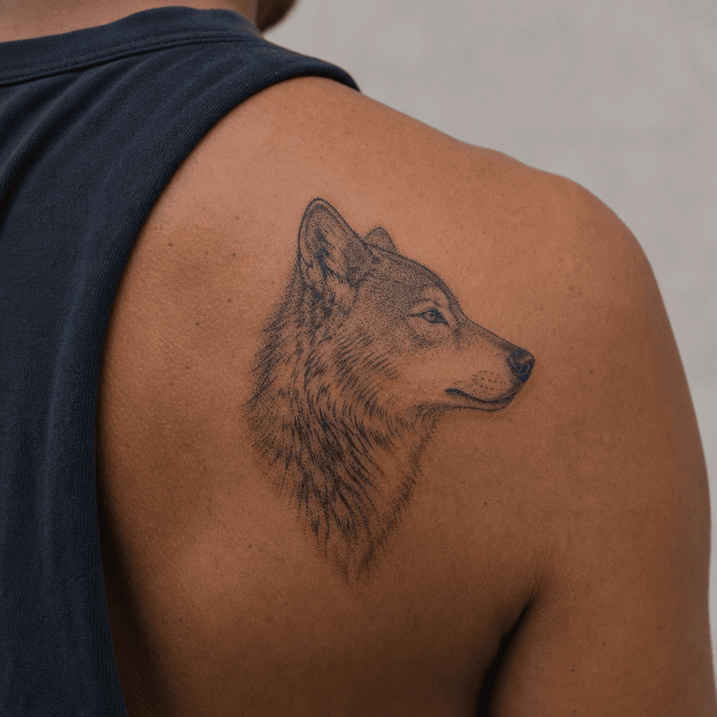 idée tatouage loup loup dotwork stippling