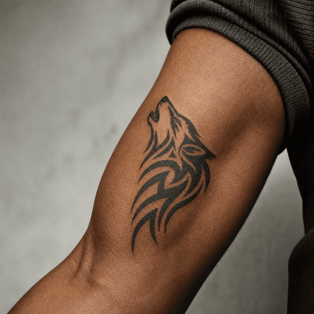 idée tatouage loup loup tribal moderne
