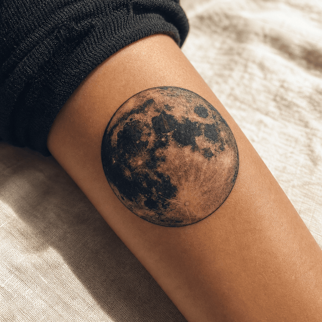 idée tatouage lune pleine lune blackwork