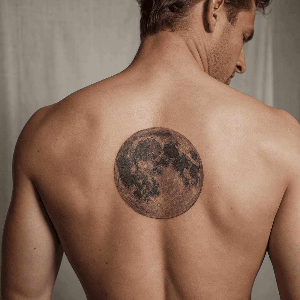 idée tatouage lune pleine lune realiste crateres