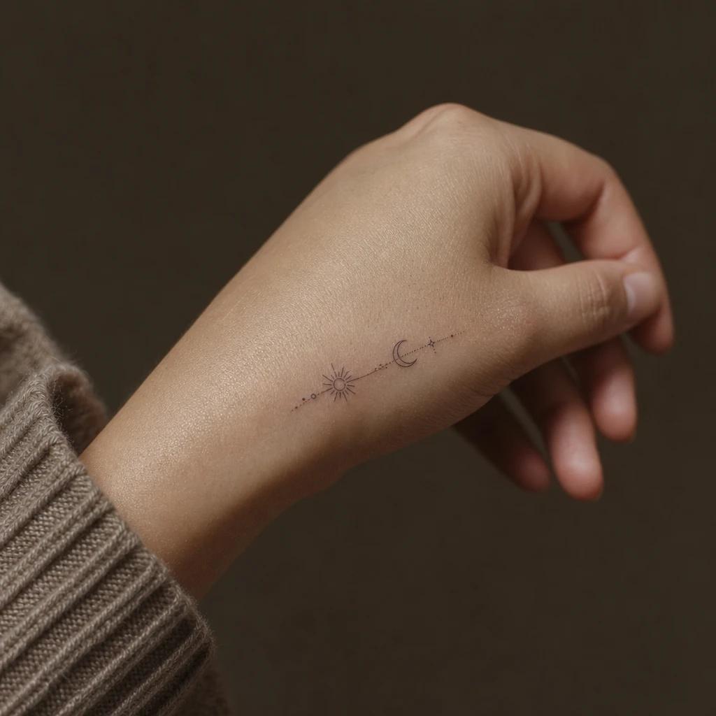 idée tatouage main femme symboles minimalistes
