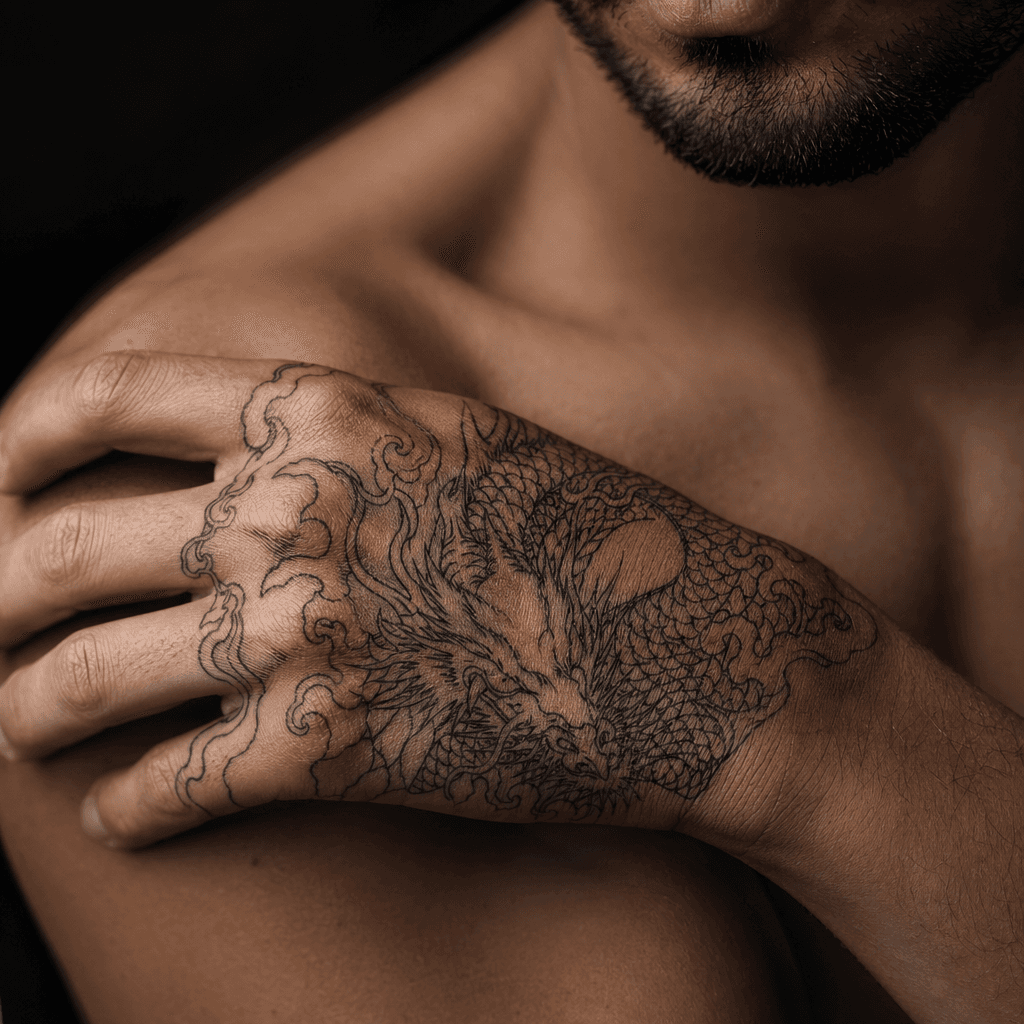 Idée tatouage main homme