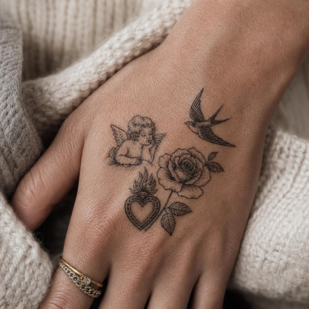 idée tatouage maman patchwork hommage flash