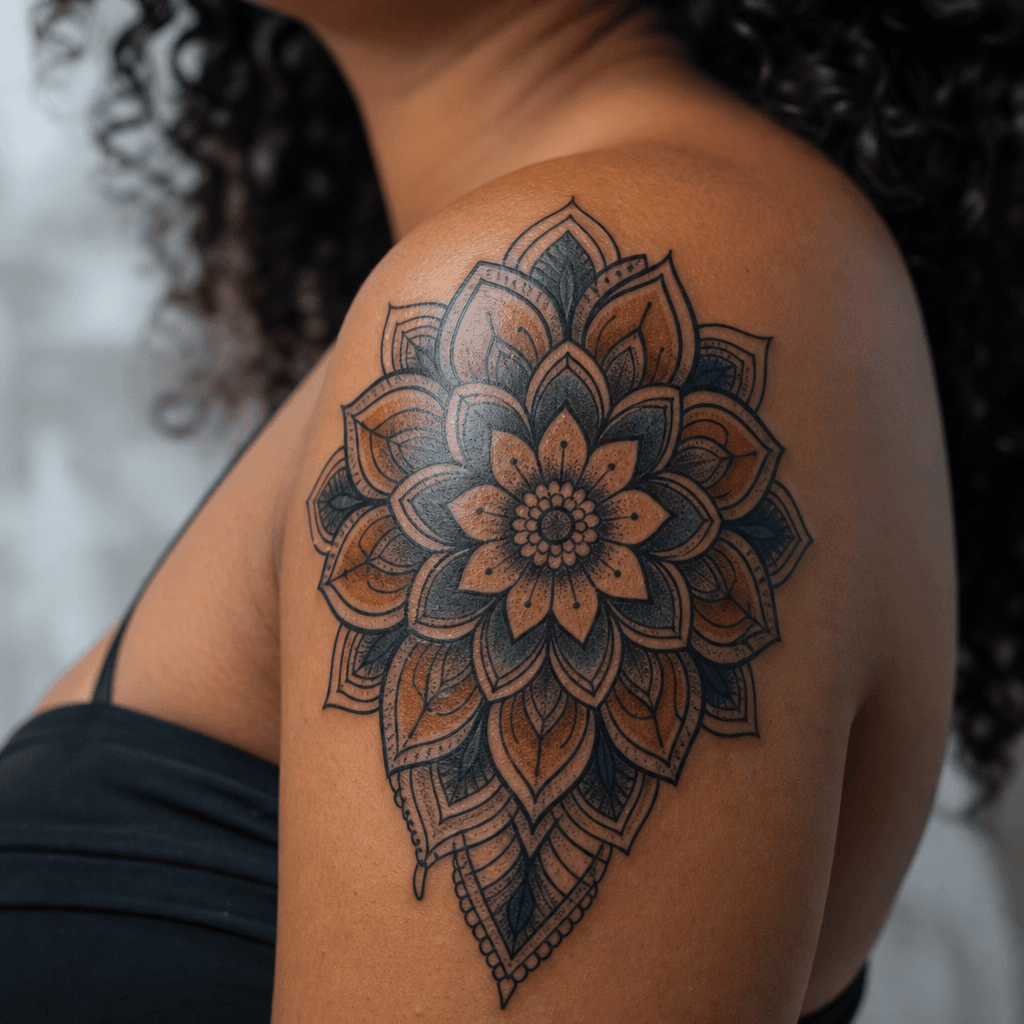 idée tatouage mandala mandala néo-traditionnel