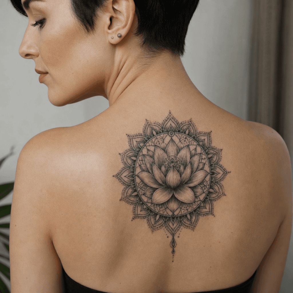 idée tatouage mandala mandala lotus réaliste