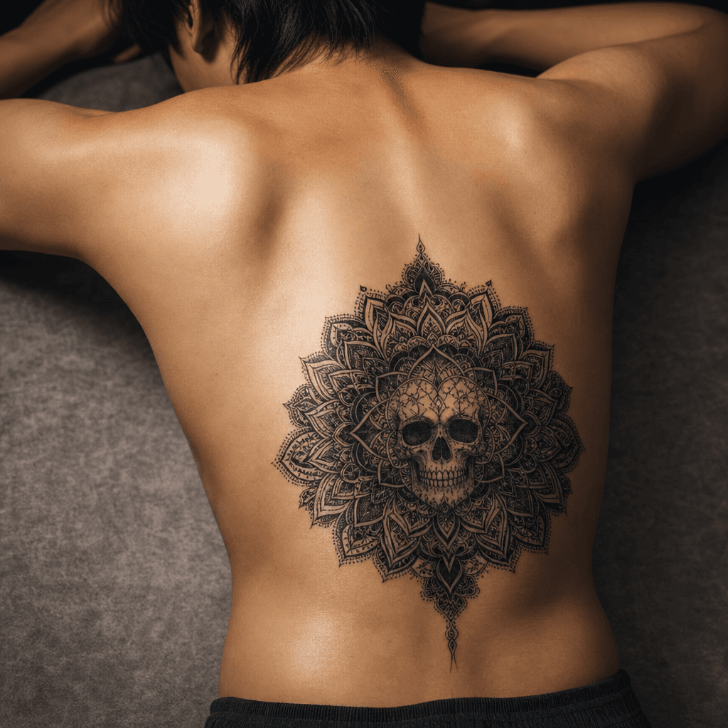 idée tatouage mandala mandala et crâne