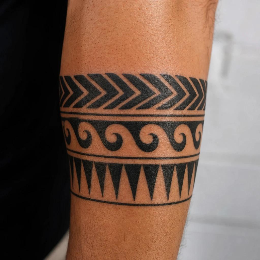 idée tatouage maori bracelet maori avant-bras, photo réaliste sur peau