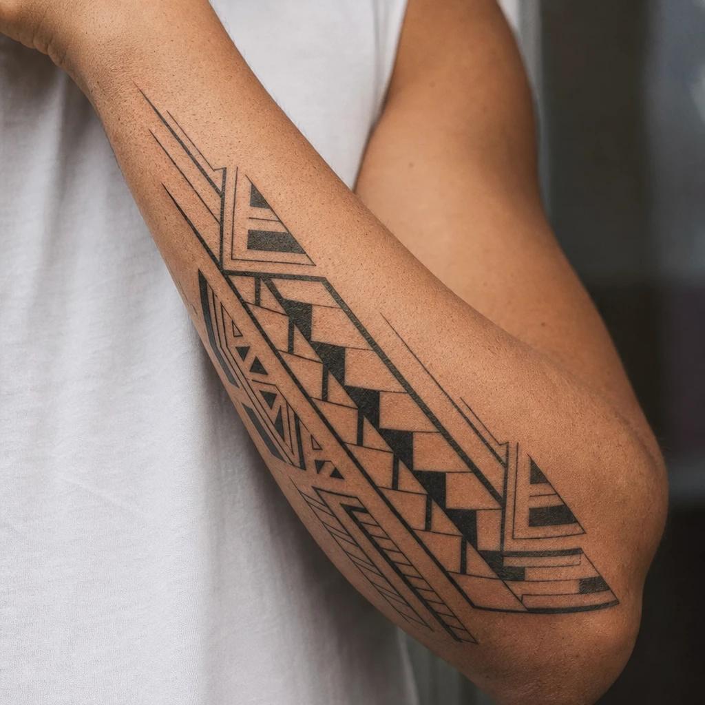 idée tatouage maori maori géométrique épuré, photo réaliste sur peau