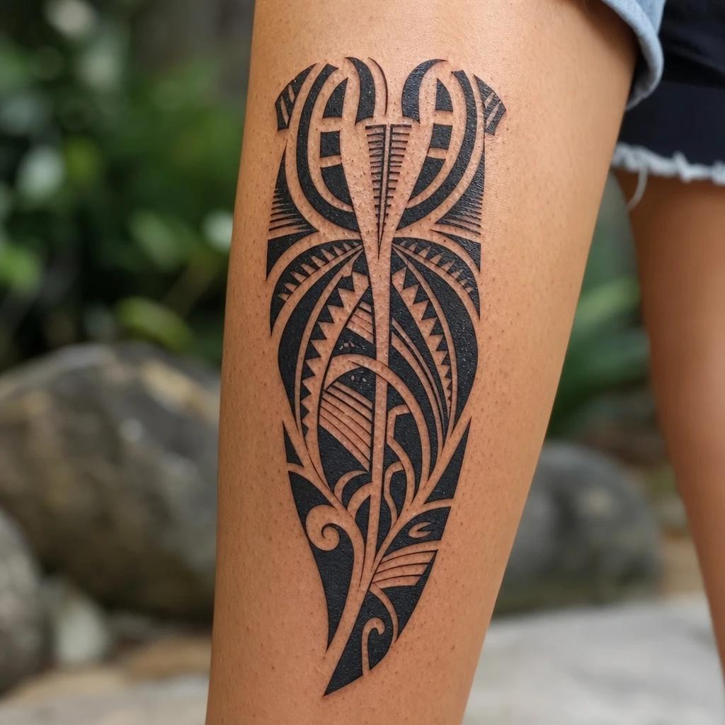 idée tatouage maori maori géométrique épuré, photo réaliste sur peau