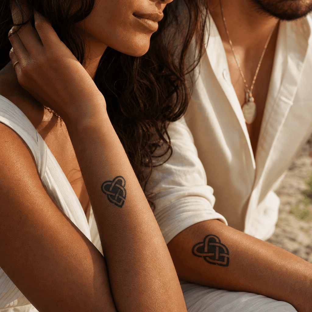 idée tatouage mariage coeur entrelace blackwork