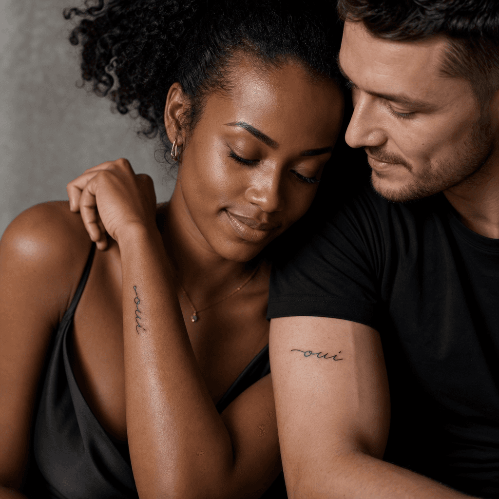 idée tatouage mariage lettrage 'oui' cursive